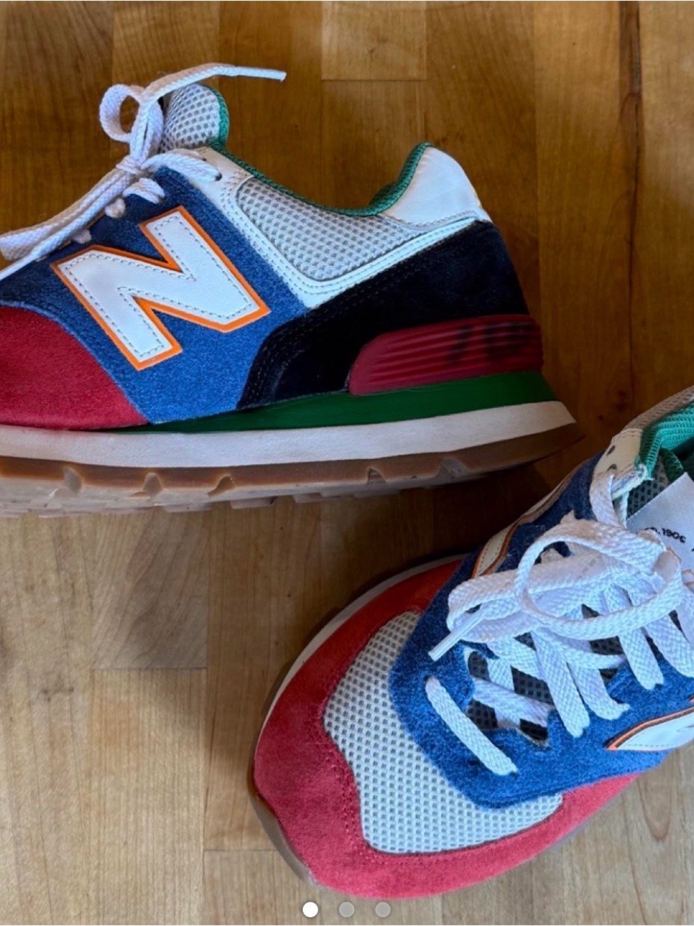 New Balance Red Blue Green Multicolor Retro Sneakers - Picture 2 of 7
